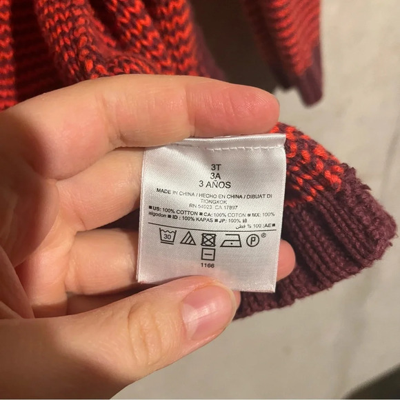 Old Navy Open-Front Long Cardigan Sweater Toddler Girls Red Striped Size 3T - Picture 4 of 7